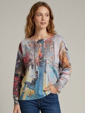 Abstract Cityscape Multicolor Women's Oversized Sweater